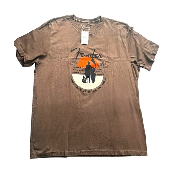 Fender 2XL T-Shirt Unisex/Men’s Brown Graphic Tee NWT – Super Soft - Picture 1 of 7